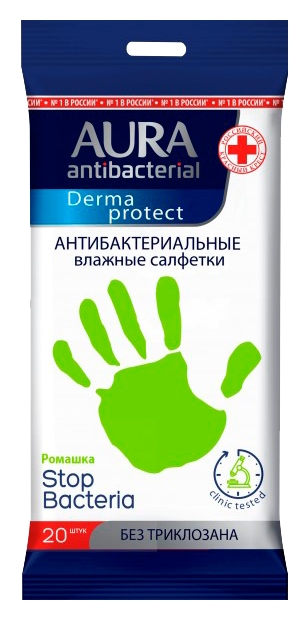 Влажные салфетки АУРА Антибактериал 20шт