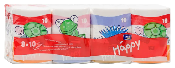 Платочки бумажные БЕЛЛА Хеппи Звери мини 8*10шт