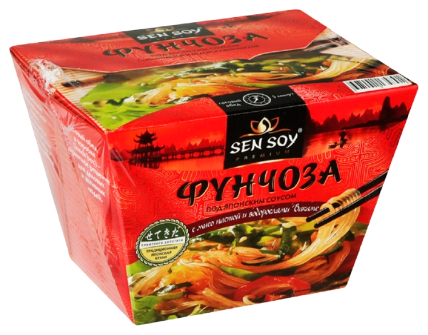 Фунчоза СЭН СОЙ под японским соусом с мисо пастой и водорослями вакаме 125г