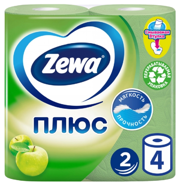 Туалетная бумага ЗЕВА Плюс Яблоко 2сл 4рул