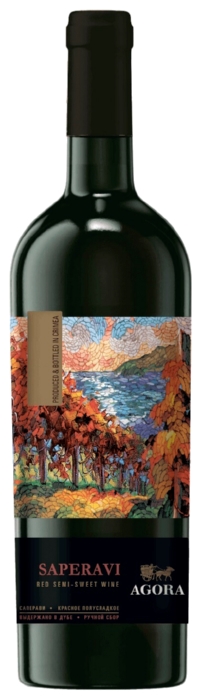 Вино АГОРА Саперави красное п/сл 10-12% ст/б 0.75л