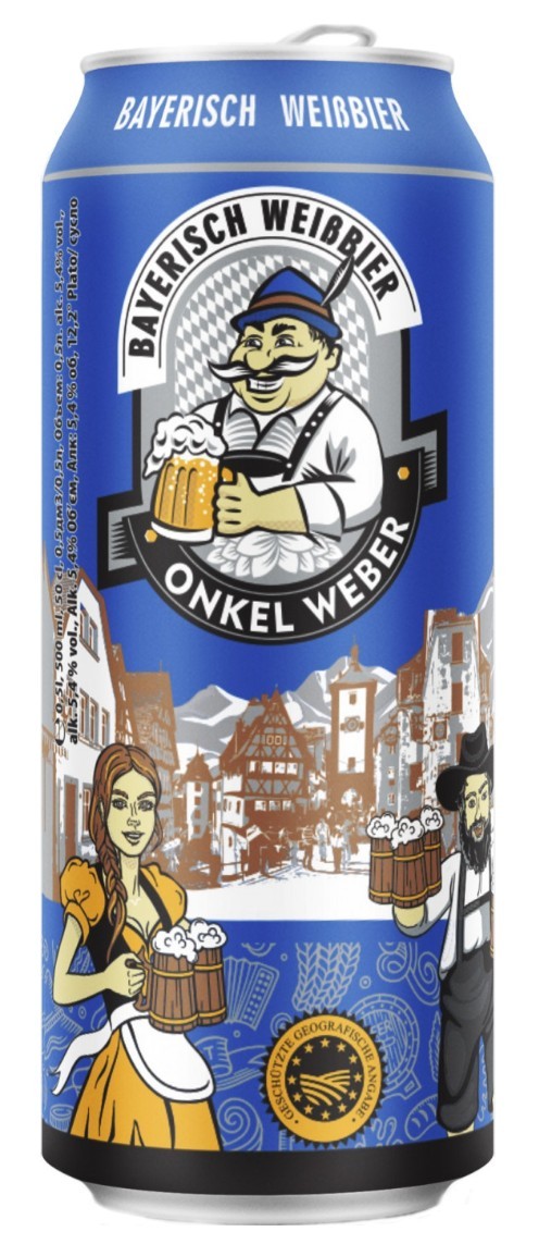 Пиво ОНКЕЛЬ ВЕБЕР Байриш Вайсбир 5.4% ж/б 0.5л