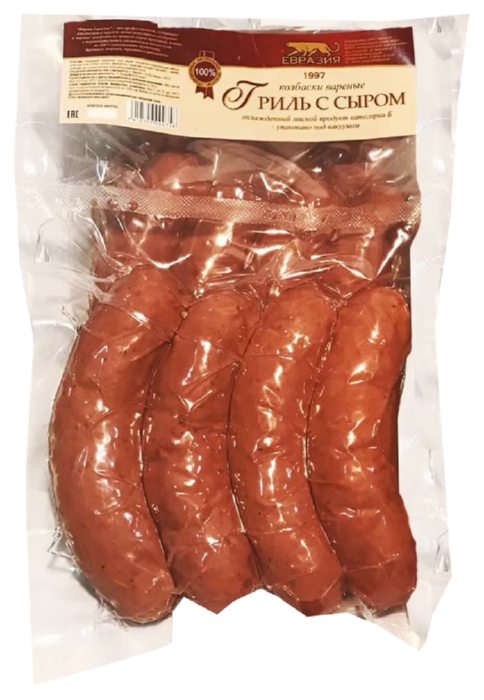 Колбаски ЕВРАЗИЯ Гриль с сыром вареные 1кг