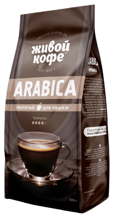 Кофе ЖИВОЙ КОФЕ Арабика молотый 200г