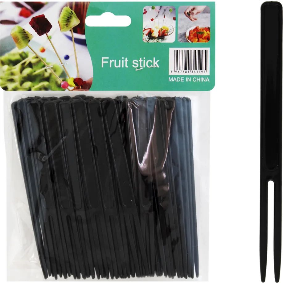 Шпажки для канапе Вилка черные 10.5см 50шт арт.162