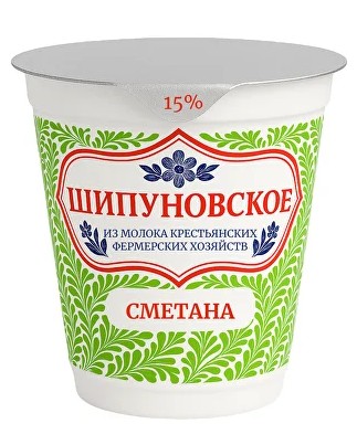 Сметана ШИПУНОВСКОЕ бзмж 15% 300г