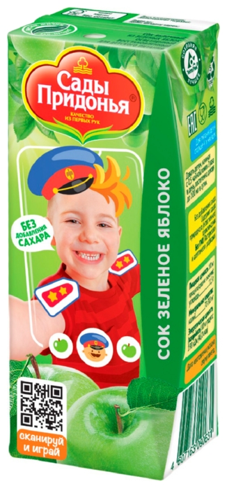 Сок САДЫ ПРИДОНЬЯ яблоко зеленое осветленный 200мл