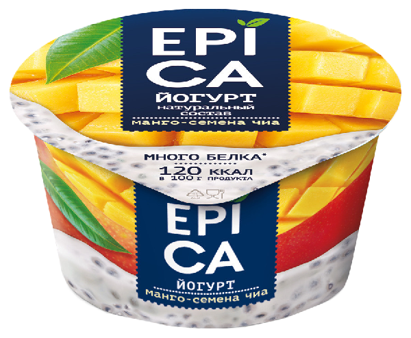 Йогурт ЭПИКА манго семена чиа бзмж 5% 130г