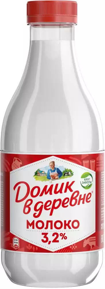Молоко ДОМИК В ДЕРЕВНЕ пастер бзмж 3.2% 955г