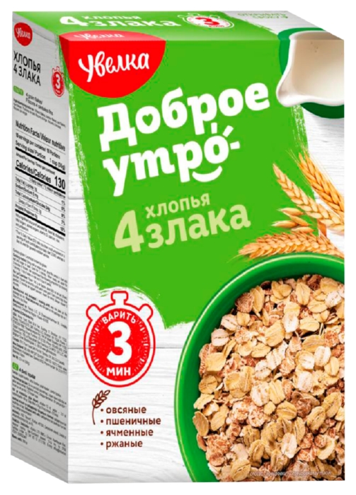 Хлопья УВЕЛКА 4 злака карт/уп 350г