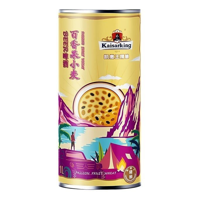 Пивной напиток КАЙЗЕР Кинг Маракуйя нефильтрованный пастер 4.5% ж/б 1л