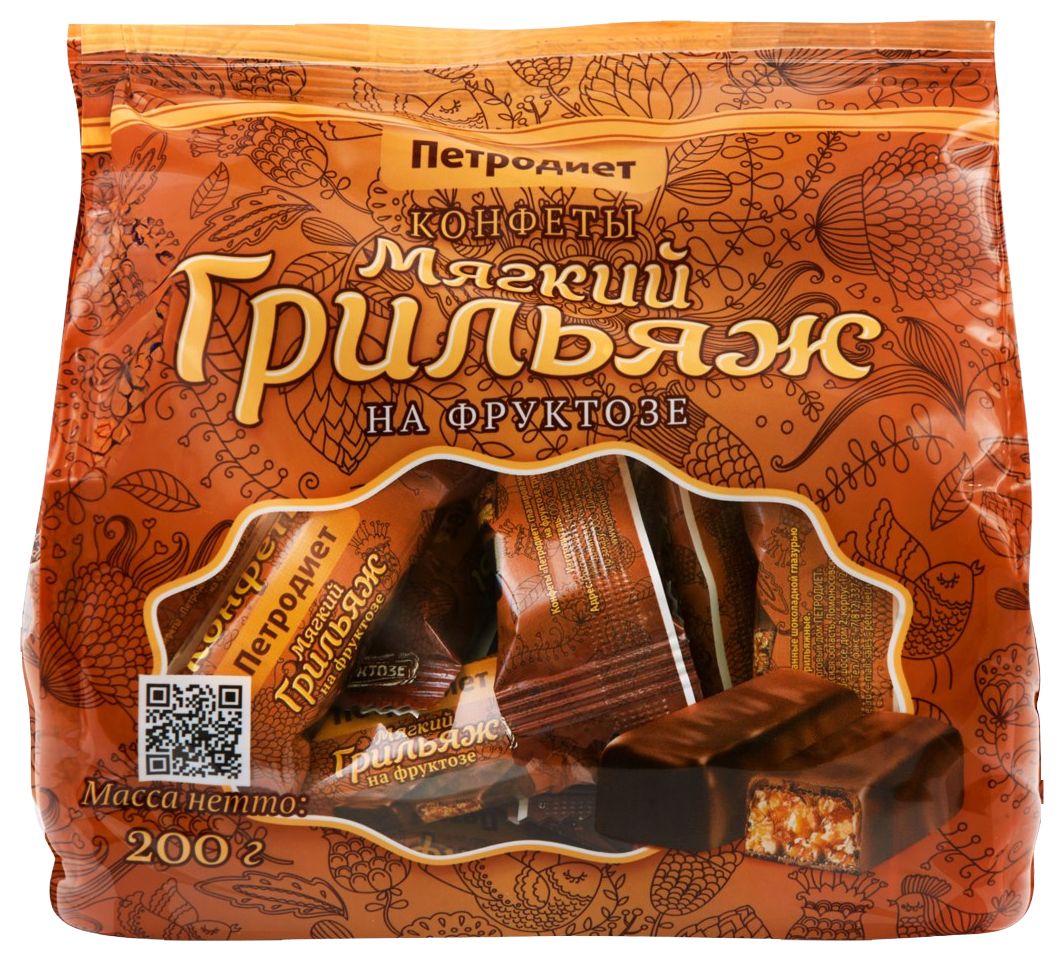 Конфеты ПЕТРОДИЕТ грильяжные на фруктозе 200г