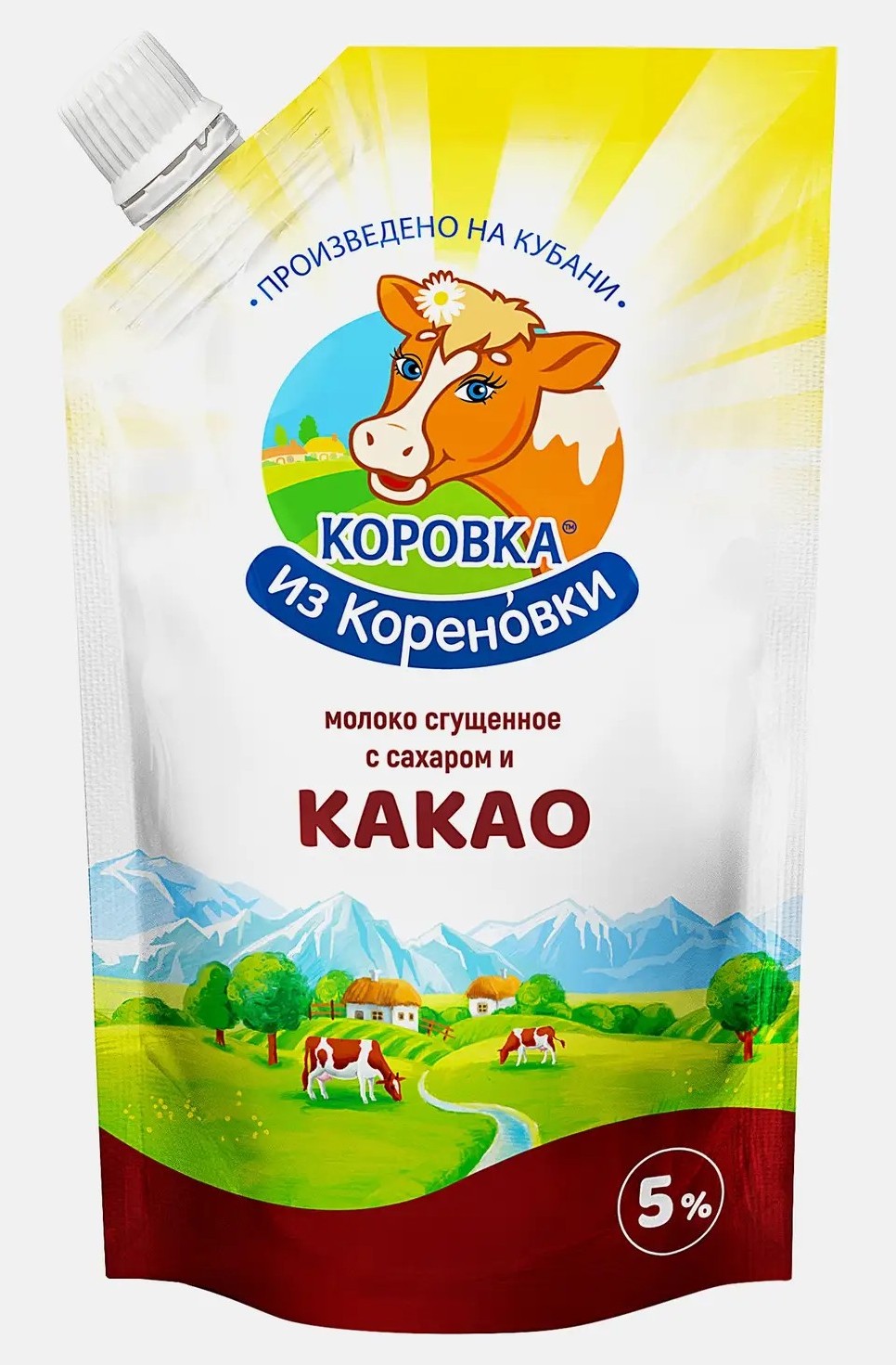 Сгущенное молоко КОРОВКА ИЗ КОРЕНОВКИ с какао и сахаром бзмж 5% д/пак 270г
