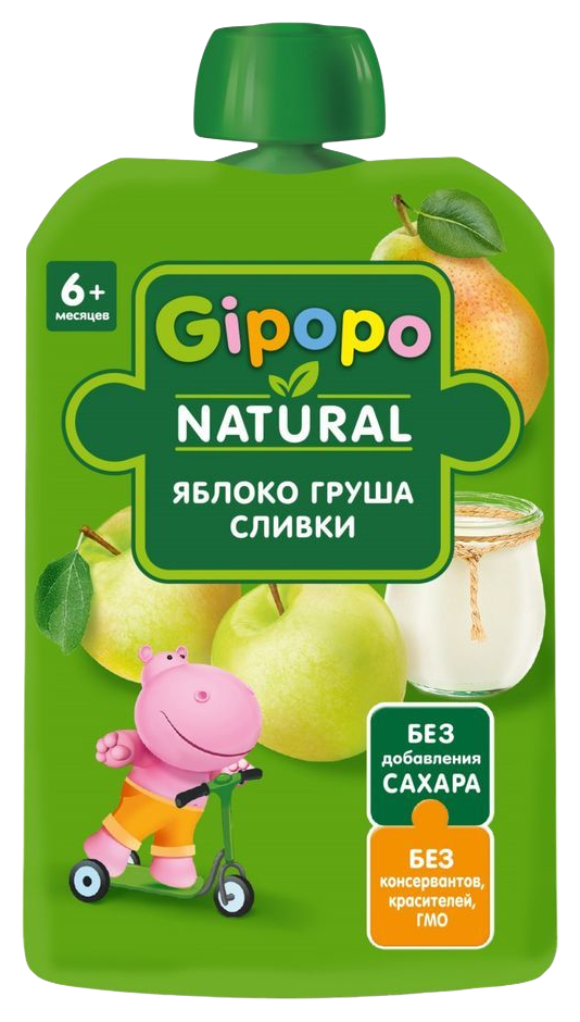 Пюре ГИПОПО яблоко груша сливки м/у 90г