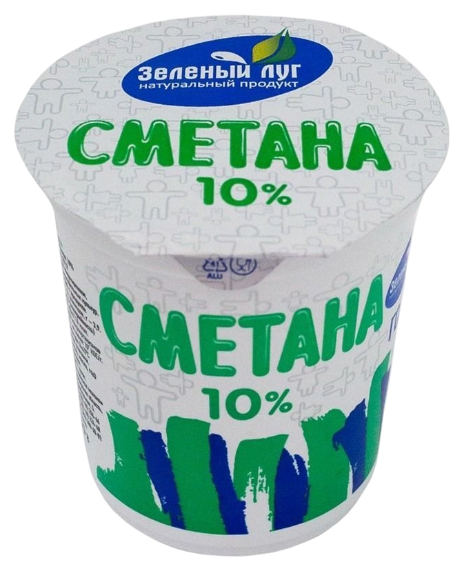 Сметана ЗЕЛЕНЫЙ ЛУГ бзмж 10% стакан 300г