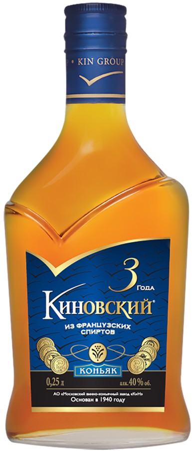 Коньяк КИНОВСКИЙ 3 года 40% ст/б 0.25л