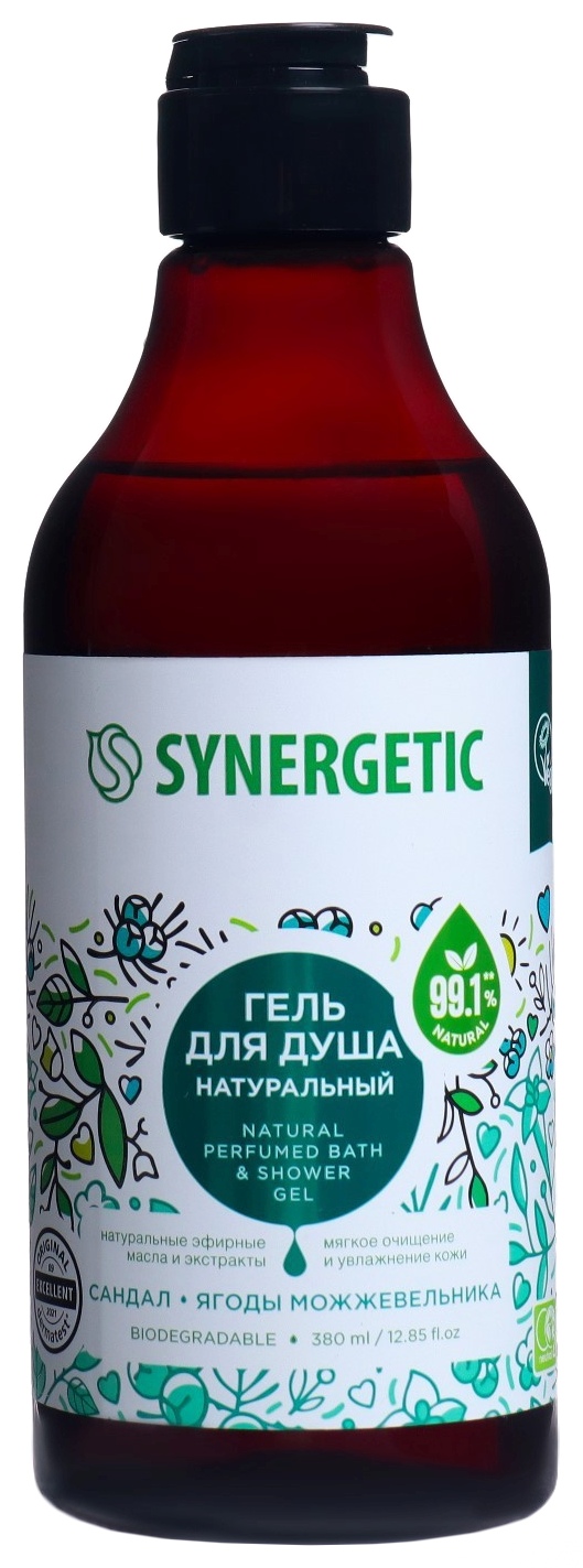 Гель для душа СИНЕРГЕТИК сандал и ягоды можжевельника 380мл