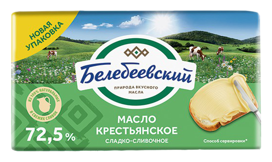Масло сладко-сливочное БЕЛЕБЕЕВСКОЕ Крестьянское бзмж 72.5% 170г
