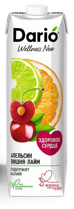 Нектар ДАРИО Велнес Нео апельсин вишня лайм 1л