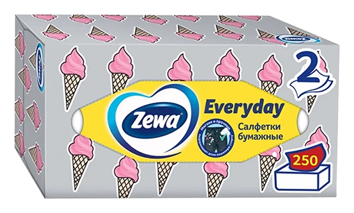Салфетки ЗЕВА Эвридей карт/уп 250шт