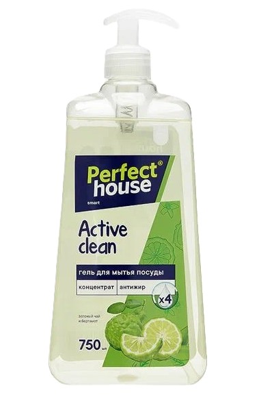 Средство для мытья посуды ПЕРФЕКТ ХАУС Актив Клин зеленый чай и бергамот 750мл