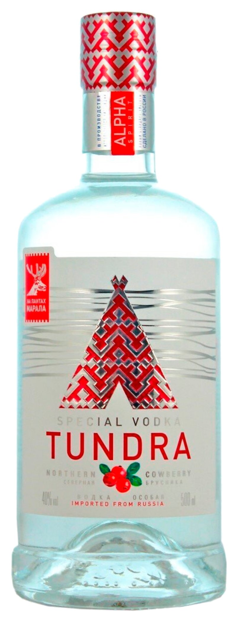 Водка ТУНДРА Брусника 40% ст/б 0.5л