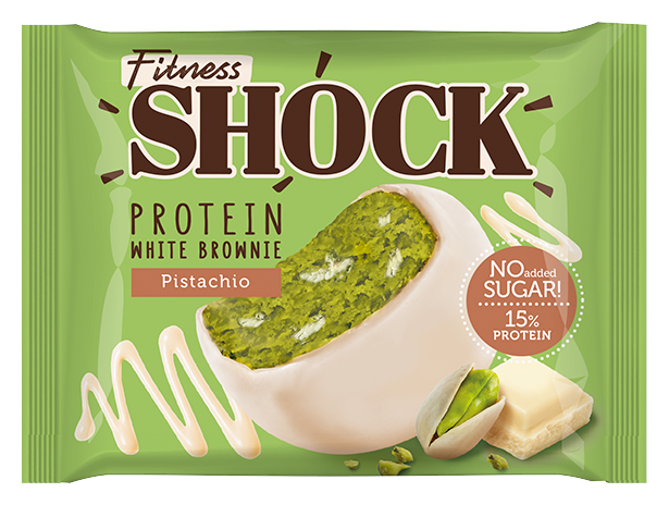 Печенье ФИТНЕС ШОК Брауни белый шоколад фисташка 50г