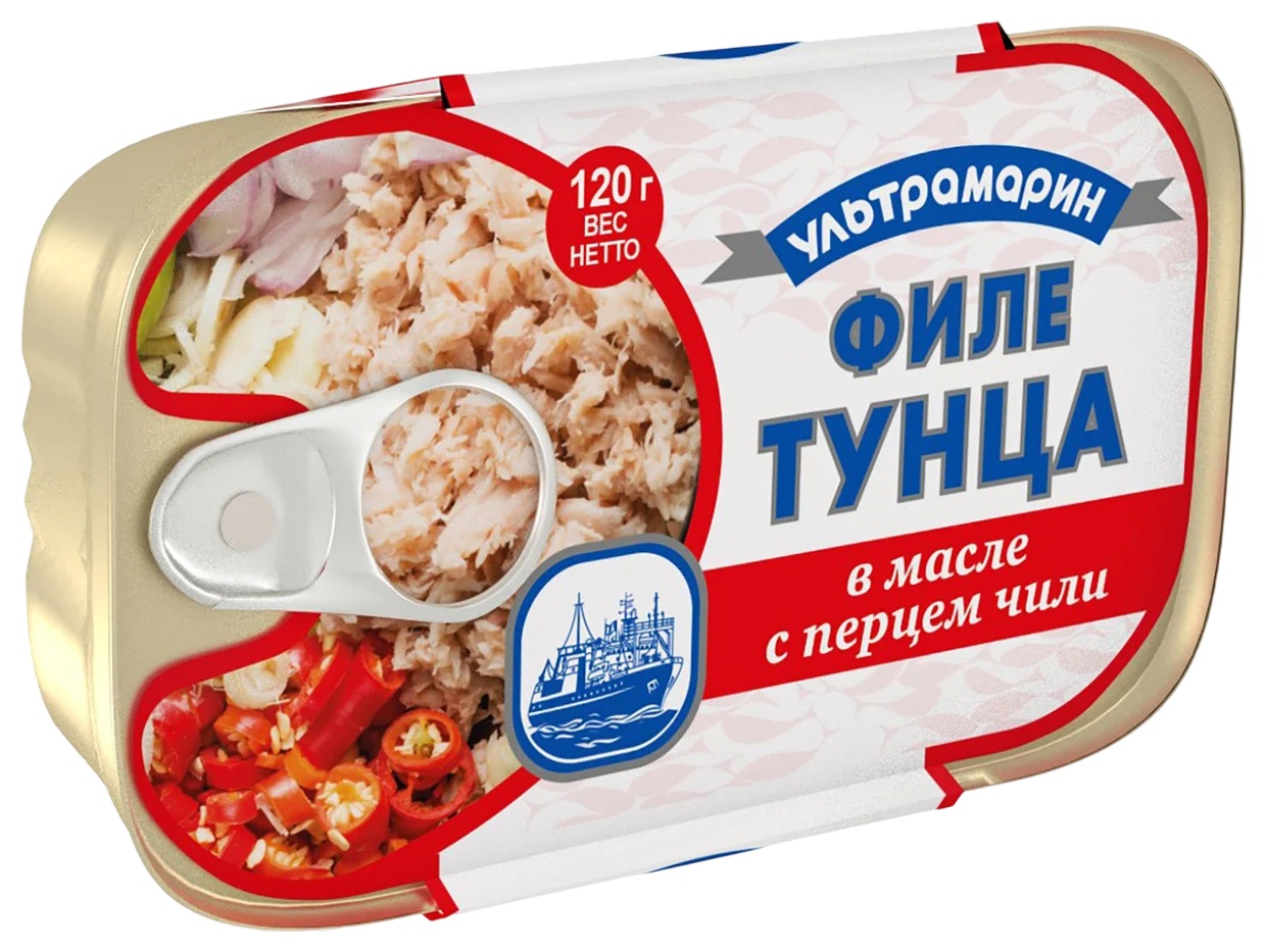 Тунец УЛЬТРАМАРИН филе в масле с перцем чили ж/б ключ 120г