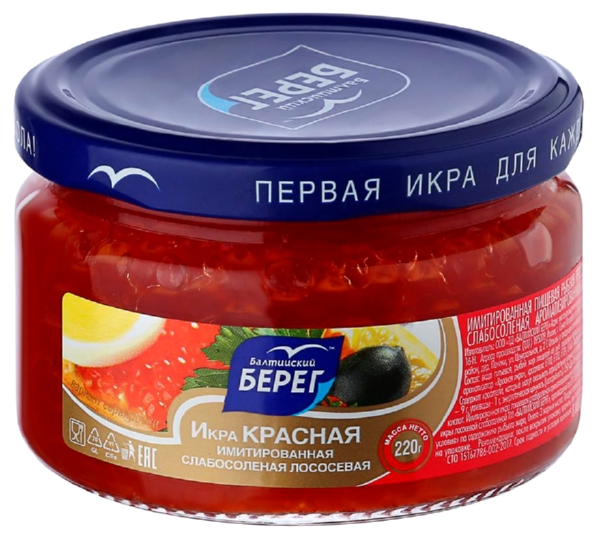 Икра БАЛТИЙСКИЙ БЕРЕГ имитированная красная ст/б 220г