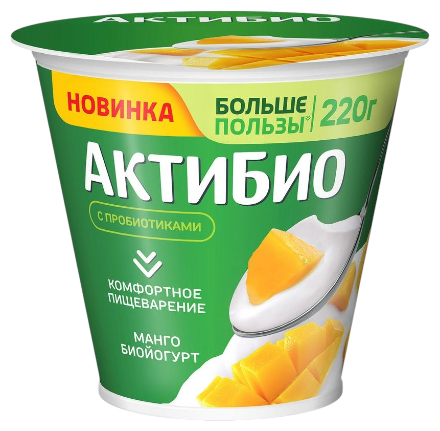 Биойогурт АКТИБИО манго бзмж 3.0% 220г