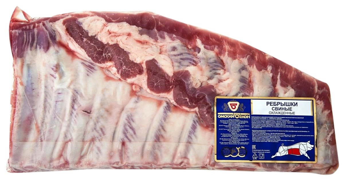 Свинина ОМСКИЙ БЕКОН ребрышки охл 1кг