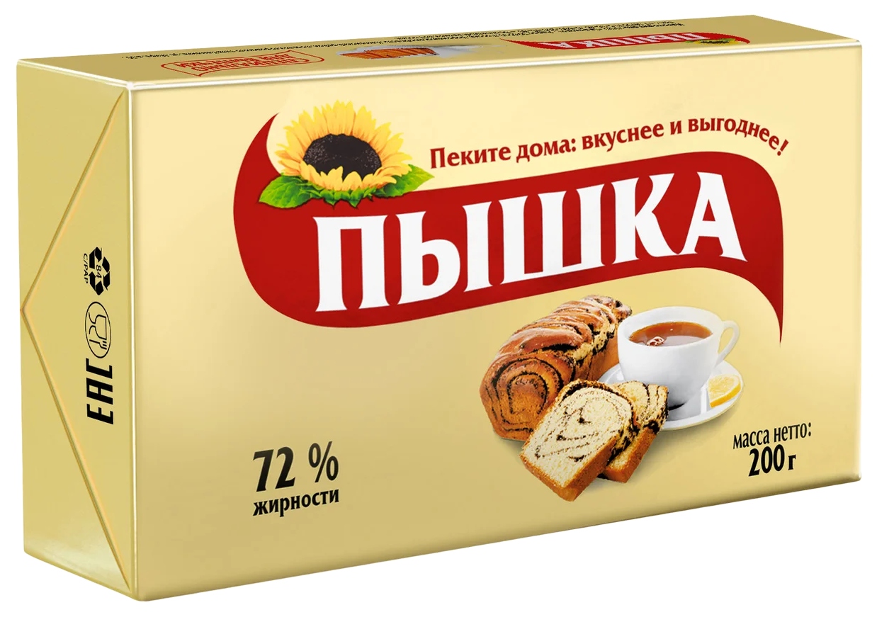 Маргарин ПЫШКА твердый 72% 200г