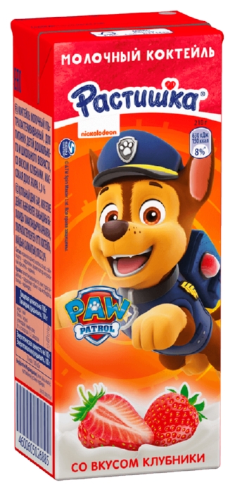 Коктейль молочный РАСТИШКА клубника бзмж 2% 210мл