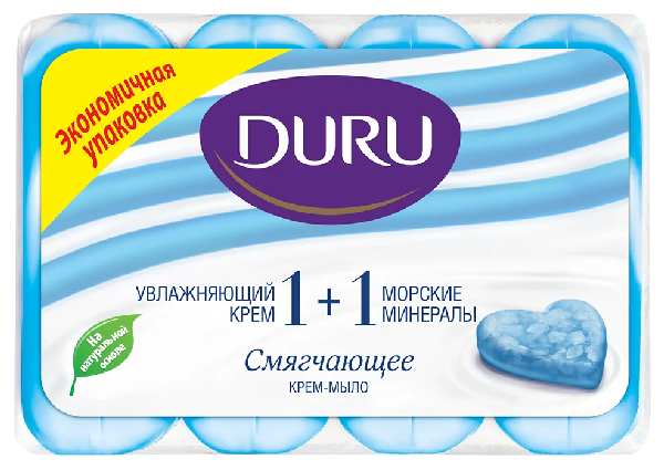 Мыло туалетное ДУРУ 1+1 крем и морские минералы 4*80г