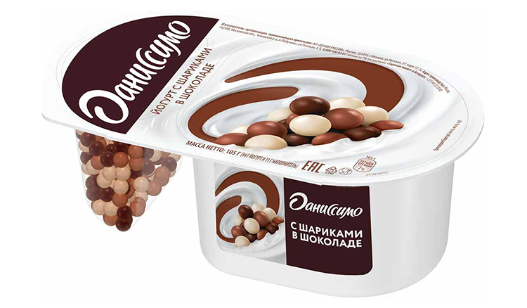 Йогурт ДАНИССИМО Фантазия хрустящие шарики бзмж 6.9% 105г
