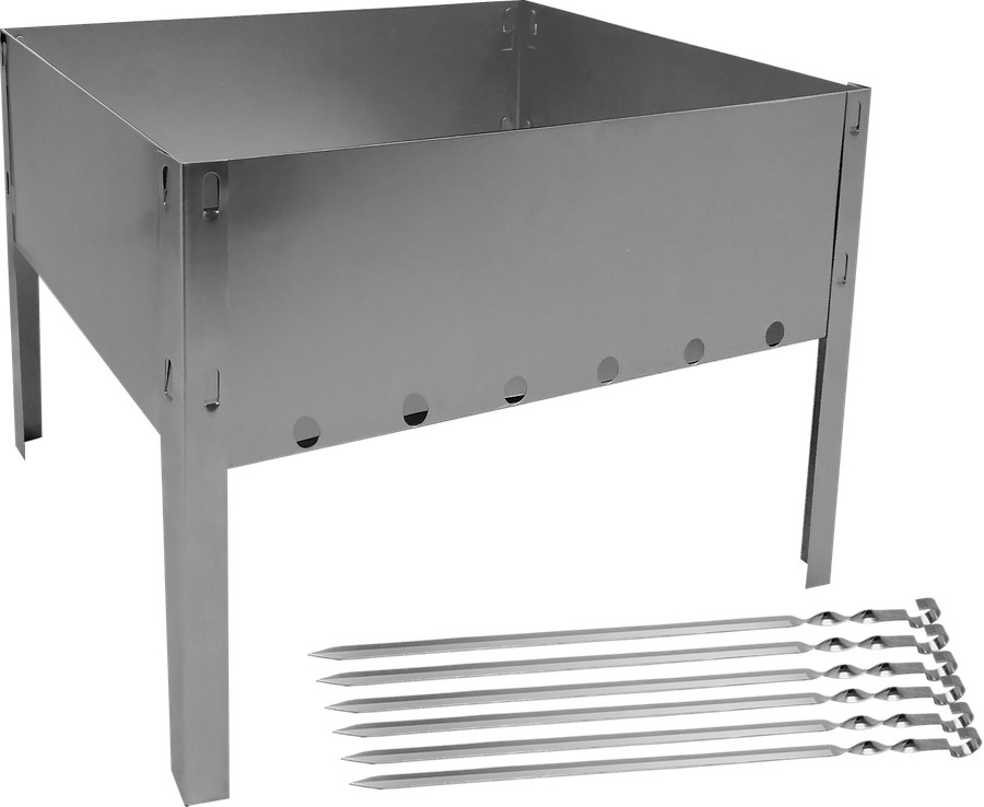 Мангал ДАЧА сборный 40*24*24см с 6 шампурами