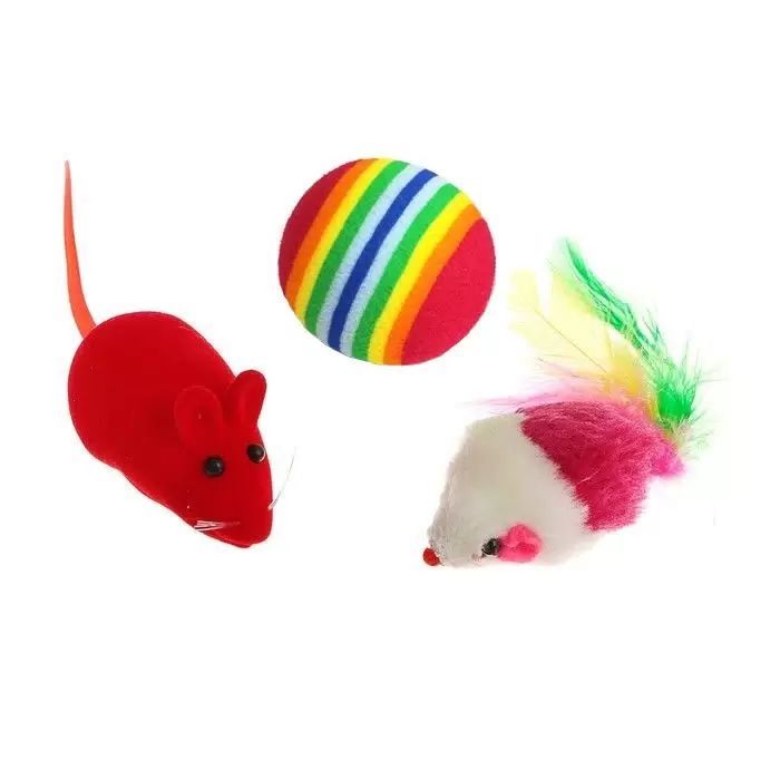 Игрушка для кошек ФОКСИКЕТ Набор №1 мяч+2 мышки