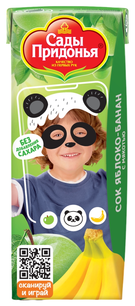 Сок САДЫ ПРИДОНЬЯ яблоко банан с мякотью т/пак 200мл