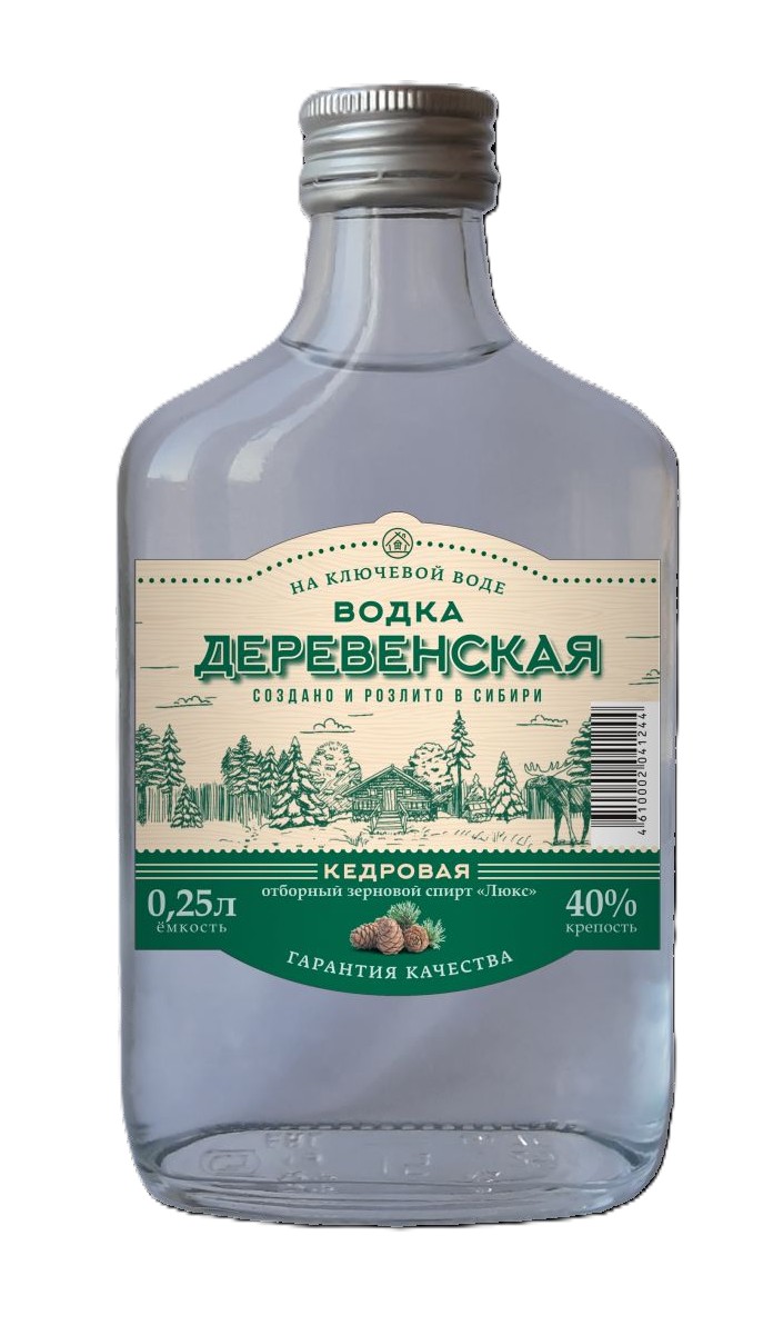 Водка ДЕРЕВЕНСКАЯ Кедровая народная 40% ст/б 0.25л
