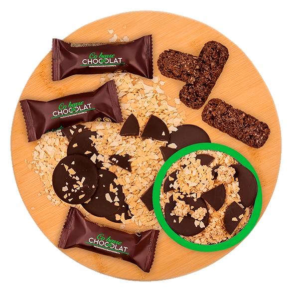 Конфеты ШОКОЛАТЬЕ мультизлаковые в темной глазури 150г