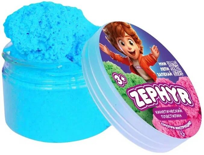 Кинетический пластилин ЗЕФИР голубой 150г