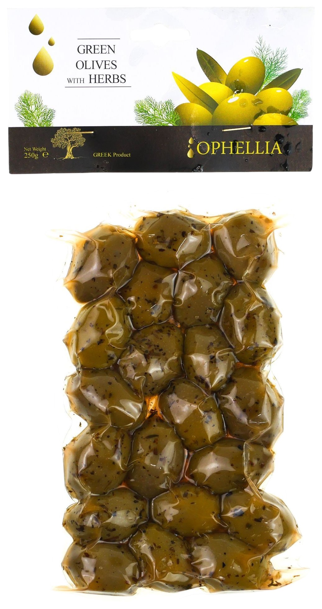 Оливки ОФЕЛЛИЯ Халкидики зеленые со специями в масле м/у 250г