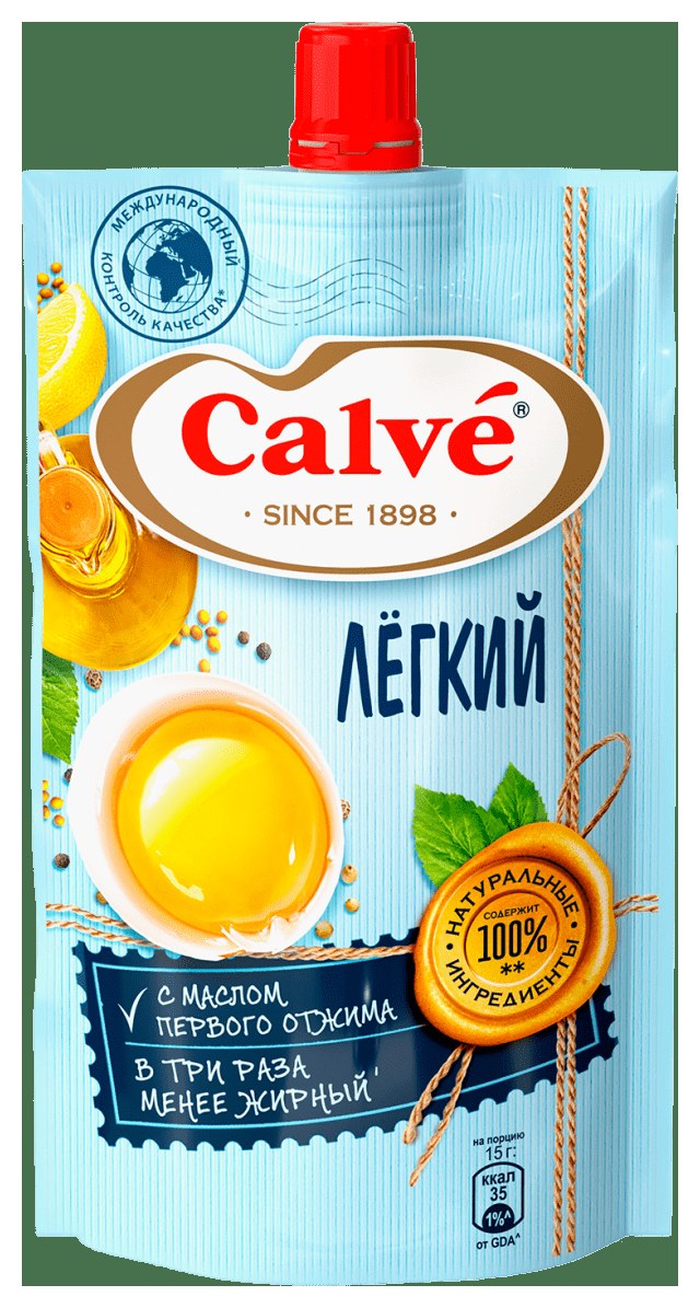 Майонез КАЛЬВЕ легкий 20% д/пак 230г