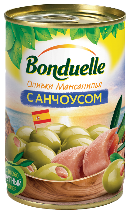 Оливки БОНДЮЭЛЬ с анчоусом ж/б 314мл