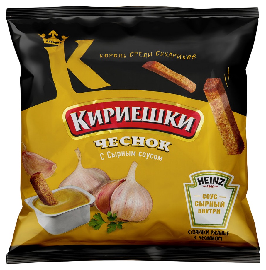 Сухарики ржаные КИРИЕШКИ чеснок с сырным соусом 85г