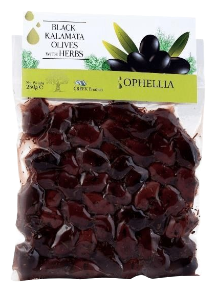 Оливки ОФЕЛЛИЯ Каламата с травами в масле м/у 250г