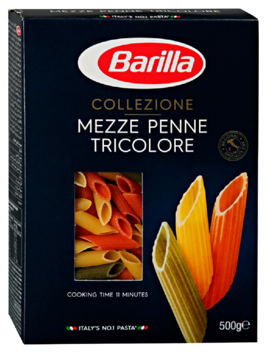 Мак.изделия БАРИЛЛА Мецце пенне трехцветные карт/уп 500г