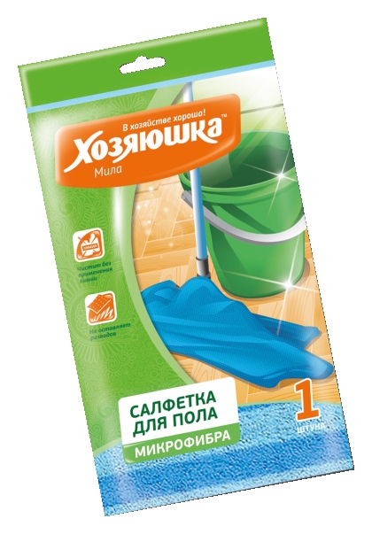 Салфетка ХОЗЯЮШКА МИЛА для пола микрофибра 50*60см