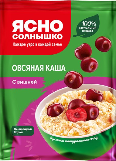 Каша овсяная ЯСНО СОЛНЫШКО с вишней м/у 45г