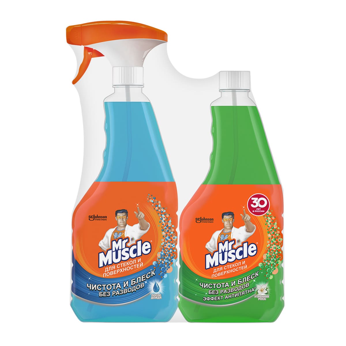 Набор средств для стекол МР.МУСКУЛ После дождя триггер 480мл+утренняя роса 530мл